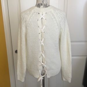 Lace Up Back Knit Sweater